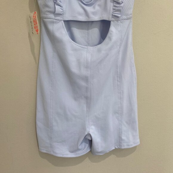 NEW Free People FP Movement Ruffle Me Up Shortsie Romper Halogen Blue XS - Picture 7 of 13